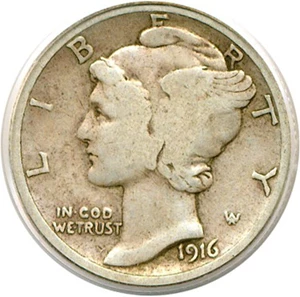 image for: 1916-D 10c PCGS VG-8