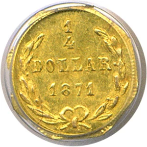 image for: Cal Gold: 1871 25c PCGS MS63 (BG-717)