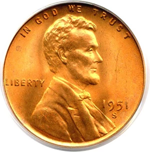 image for: 1951-S 1c PCGS MS67 RD