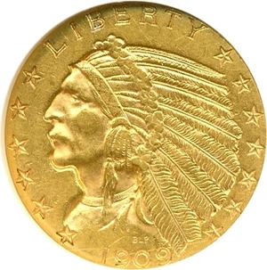 image for: 1909-D $5 NGC AU58