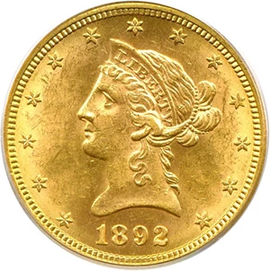 image for: 1892-S $10 PCGS MS62