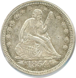image for: 1854 25c Arrows PCGS/CAC XF45