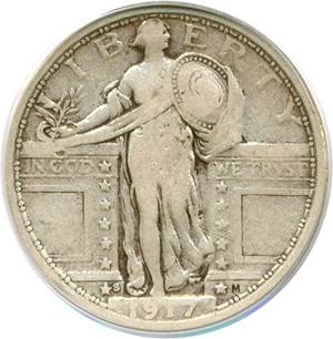 image for: 1917-S 25c Ty.1 PCGS F15