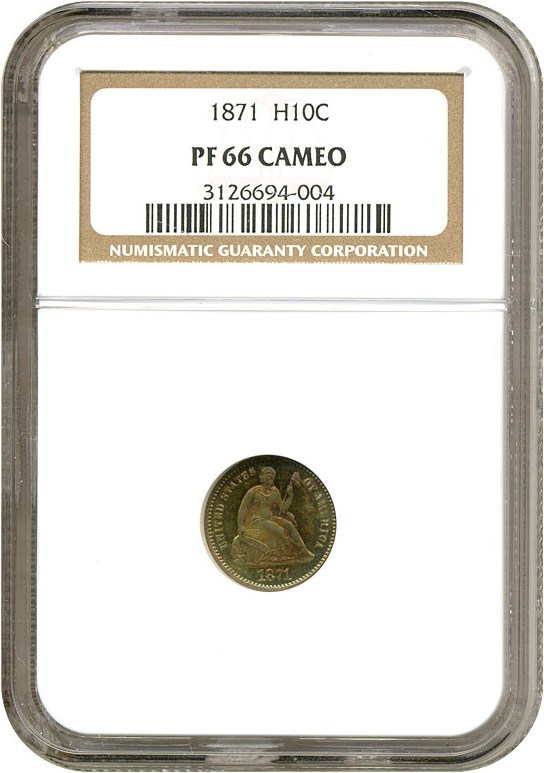 image for: 1871 H10C  NGC Proof 66 Cameo *Color*