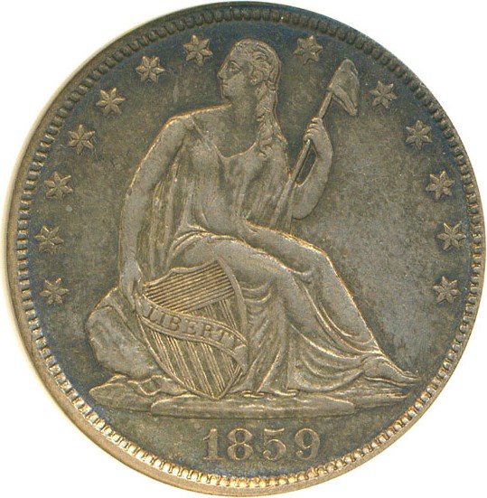 image for: 1859-O 50c  ANACS AU50