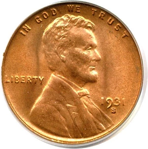 image for: 1931-S 1c PCGS MS65 RD
