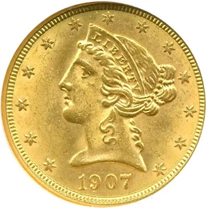image for: 1907 $5 NGC MS63