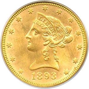 image for: 1893 $10 PCGS MS63