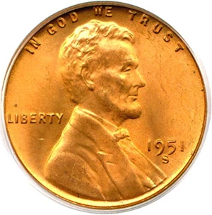 image for: 1951-S 1c PCGS MS67 RD