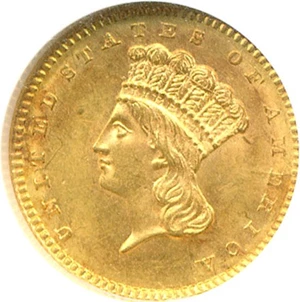 image for: 1861 G$1 NGC MS62