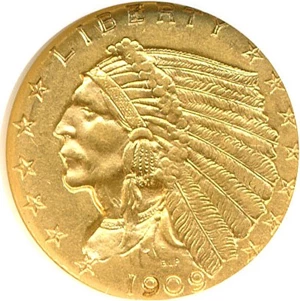 image for: 1909 $2 1/2 NGC AU58