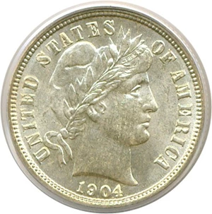 image for: 1904 10c PCGS MS65