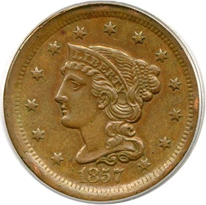 image for: 1857 1c Small Date PCGS AU50