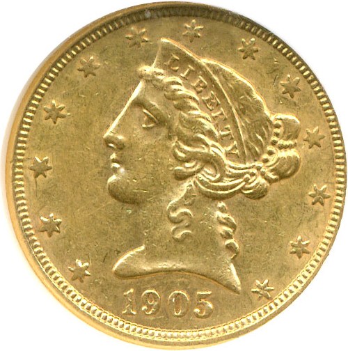 image for: 1905-S $5  NGC AU55