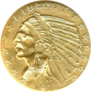 image for: 1911-D $5 NGC AU55