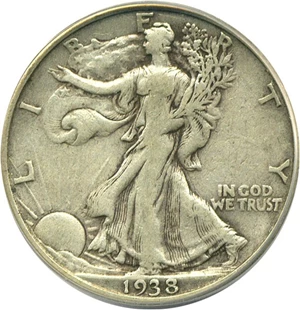 image for: 1938-D 50c PCGS/CAC VF25