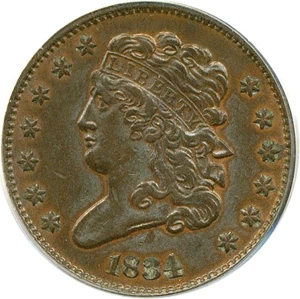 image for: 1834 1/2c PCGS/CAC AU53