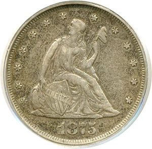 image for: 1875 20c PCGS/CAC XF40