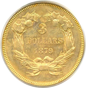 image for: 1879 $3 PCGS MS61