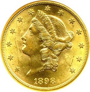 image for: 1898-S $20 NGC MS62