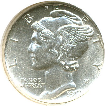 image for: 1917-S 10c  NGC AU58