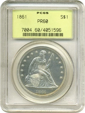 image for: 1861 $1 PCGS Proof 60