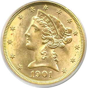 image for: 1901 $5 PCGS MS63