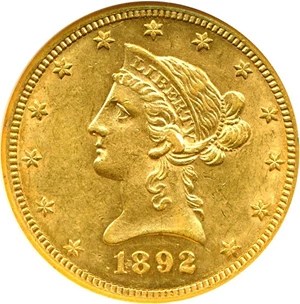 image for: 1892-CC $10 NGC AU58