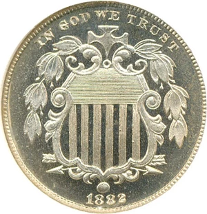 image for: 1882 5c NGC Proof 65 Cameo