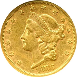 image for: 1866 $20 Motto NGC AU53
