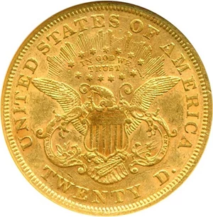 image for: 1866 $20 Motto NGC AU53