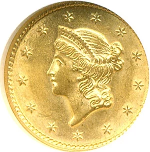 image for: 1852 G$1 NGC MS62