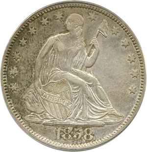 image for: 1858 50c PCGS/CAC AU50