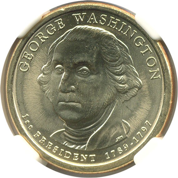 image for: Error: 2007-P $1 Washington - Missing Edge Lettering NGC MS65