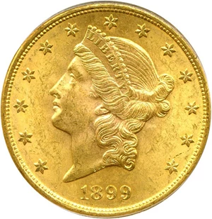 image for: 1899-S $20 PCGS MS62