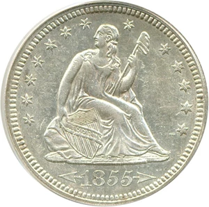 image for: 1855 25c Arrows PCGS AU58
