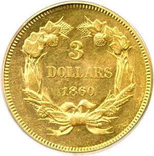 image for: 1860 $3 PCGS MS62
