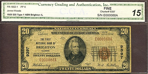 image for: Fr.1802-1 1929 $20  CGA F15 #9397 Illinois [E000088A]