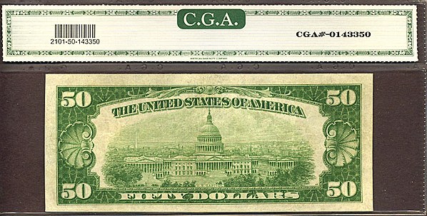 image for: Fr.2101I 1928A $50  CGA AU50  [I00125482A]