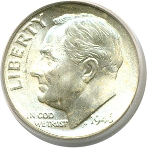 image for: 1946-D 10c PCGS MS66 ex: Omaha Bank Hoard