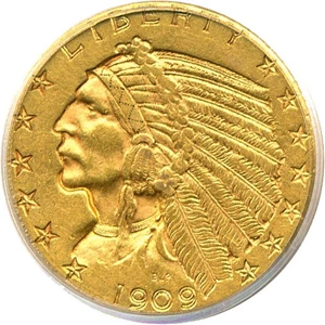 image for: 1909-D $5 PCGS AU50