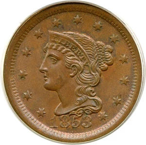 image for: 1853 1c PCGS MS64 BN