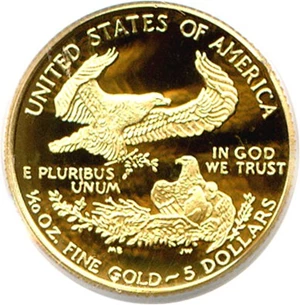 image for: 1995-W $5 Gold Eagle PCGS Proof 69 DCameo
