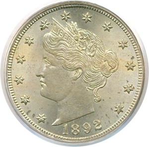 image for: 1892 5c PCGS MS65