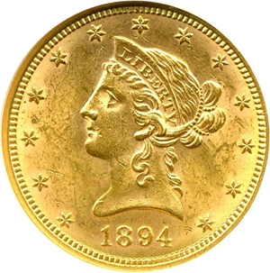 image for: 1894 $10 NGC MS62
