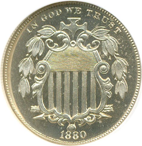 image for: 1880 5c  NGC Proof 65 Cameo