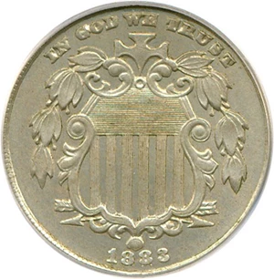 image for: 1883 5c Shield PCGS MS64