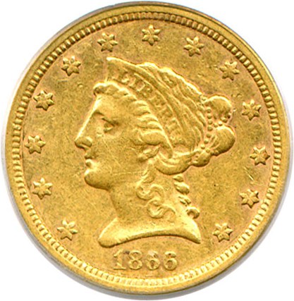 image for: 1866-S $2 1/2  PCGS XF45