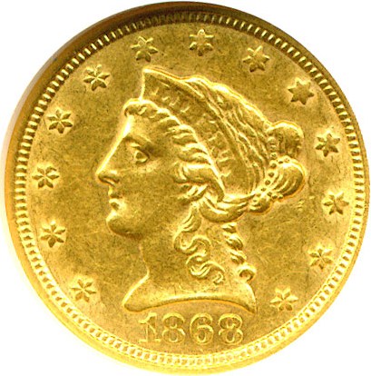 image for: 1868-S $2 1/2  NGC AU55