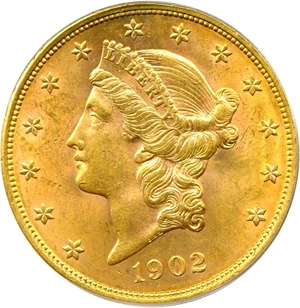 image for: 1902 $20 PCGS MS62